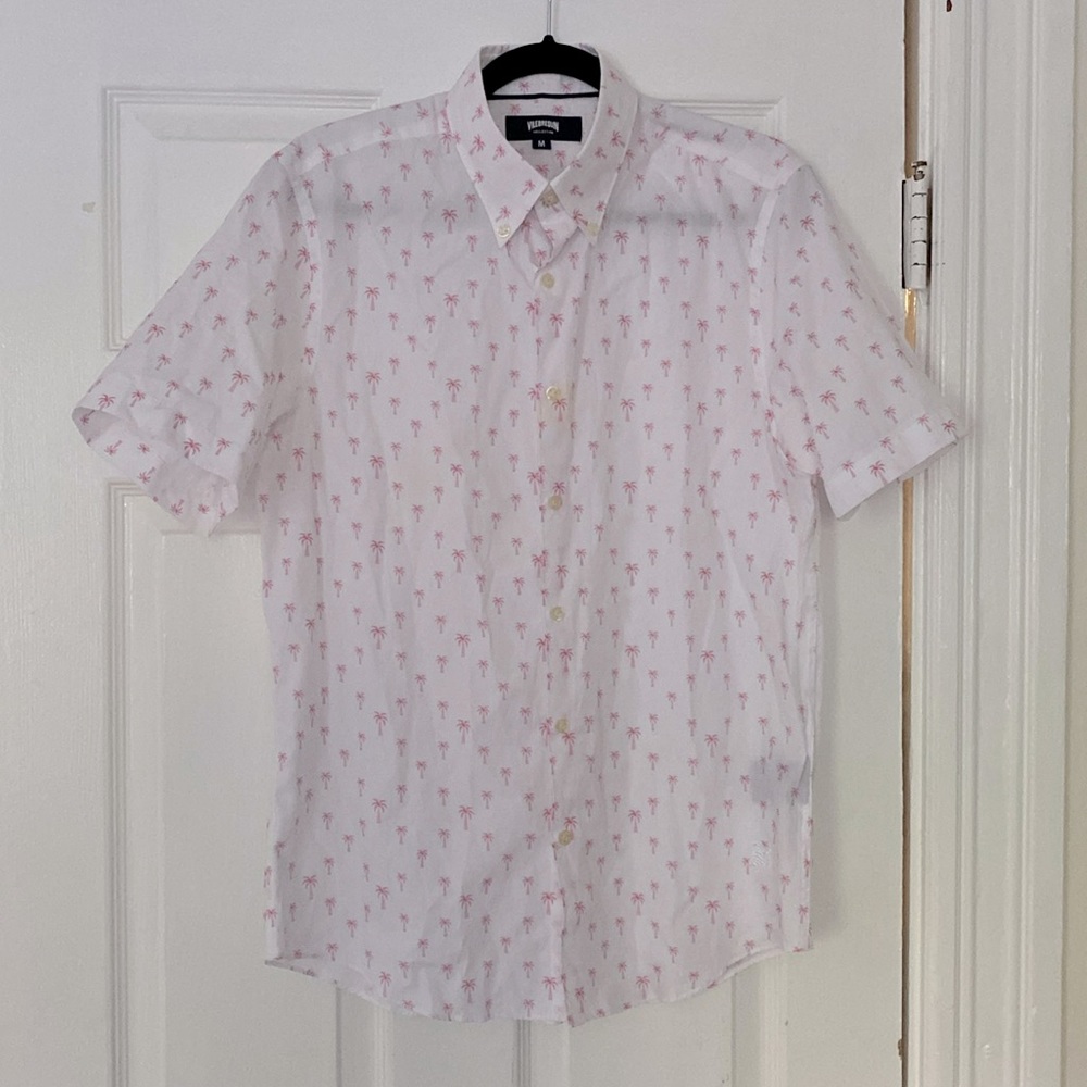 Vilebrequin pink palm tree short-sleeve shirt | Men’s Size: M